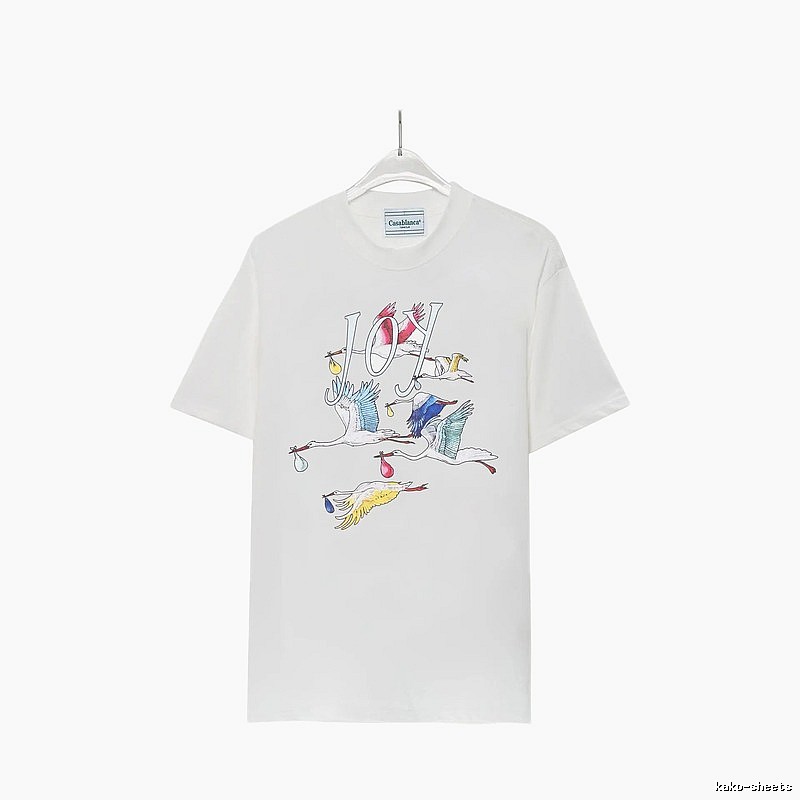 Casablanca Crane Print Wind White T-shirt