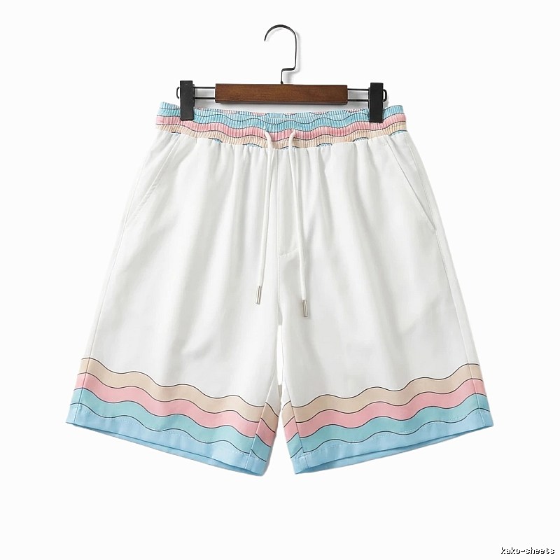 Casablanca Wave Pattern Casual White Shorts