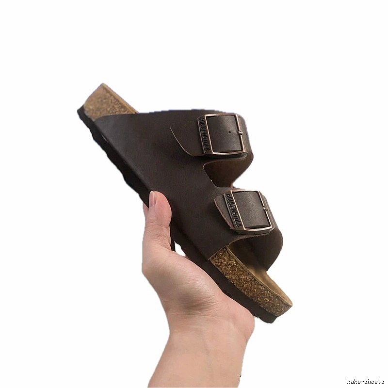Casual Dark Brown Birkenstock Cork Slide Sandals