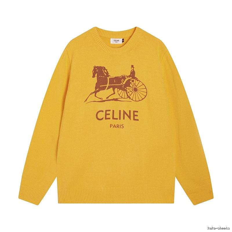 CELINE Yellow Logo Knit Sweater for Travel Packing