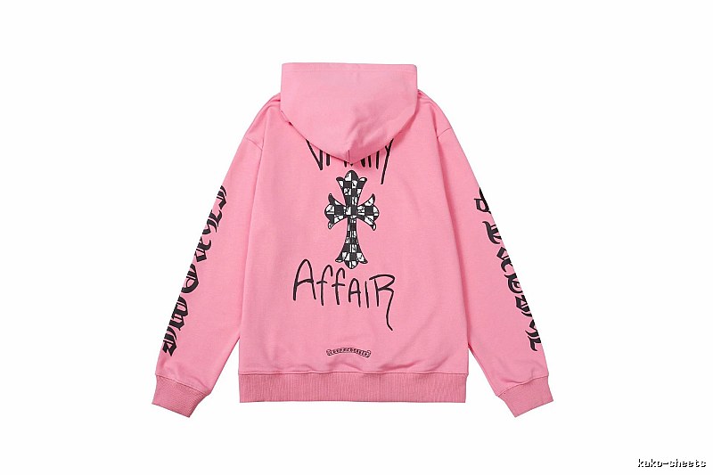 Chrome Hearts 2088-91 Pink Red Cross Graphic Hoodie Campus Look