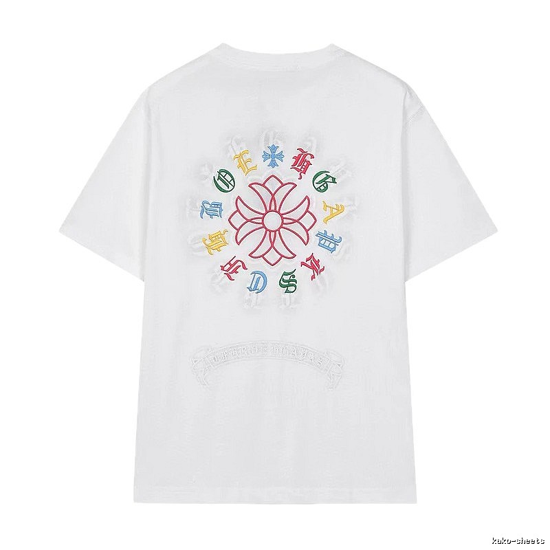 Chrome Hearts Colorful Embroidered Street Style White T-Shirt