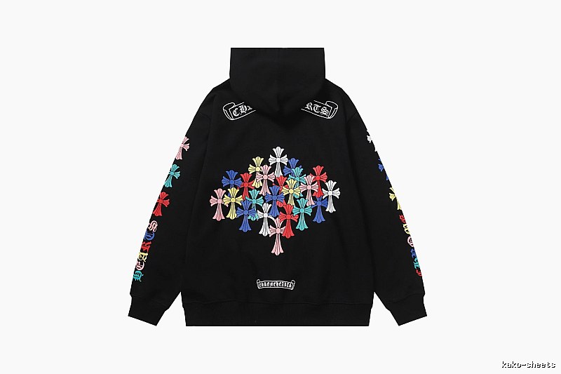 Chrome Hearts Compact Cross graphic hoodie Black Blue Cross for Sport-Inspired Styling