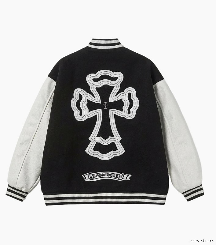 Chrome Hearts Cross Black and White Baseball Jacket