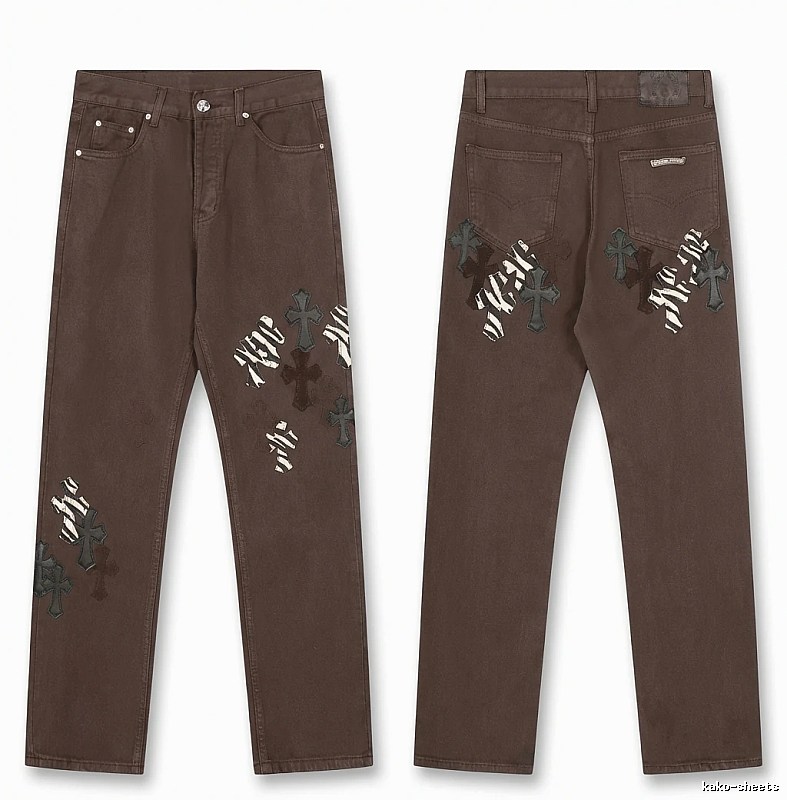 Chrome Hearts Cross Dark Style Brown Pants
