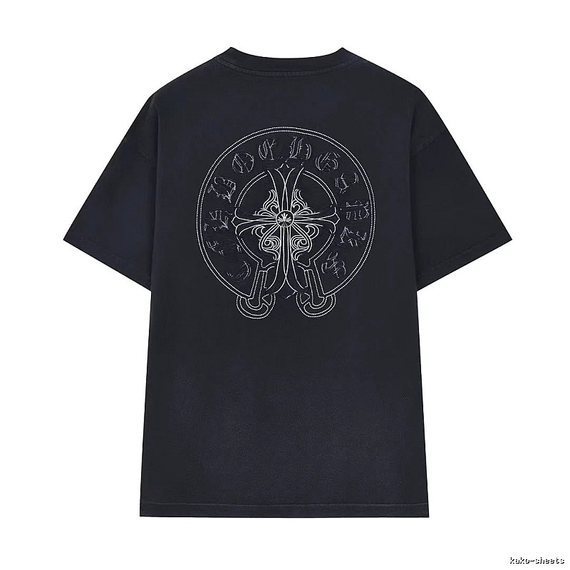 Chrome Hearts Cross Embroidered Street Style Black T-Shirt