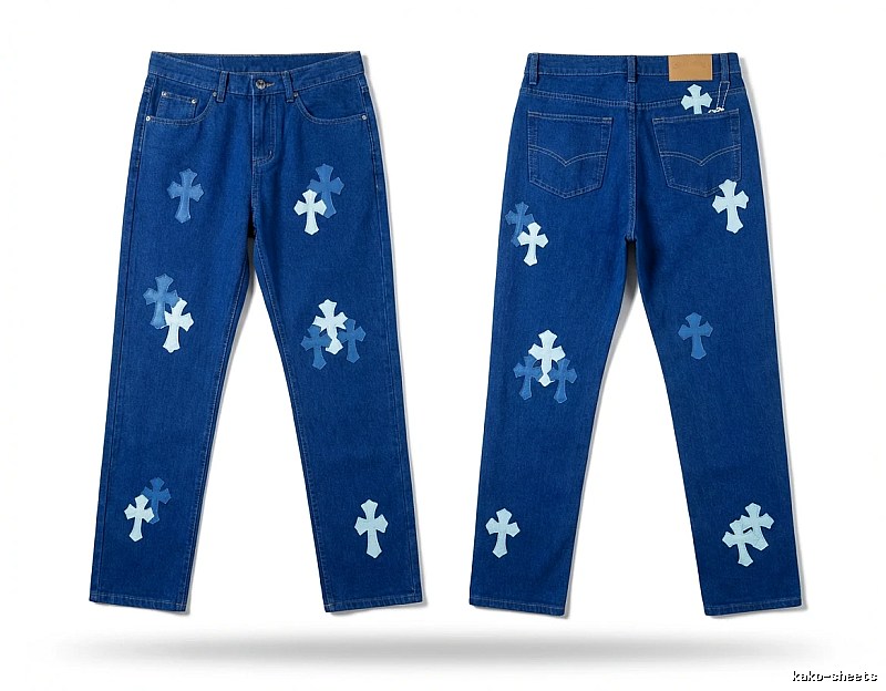 Chrome Hearts Cross Trendy and Cool Blue Pants