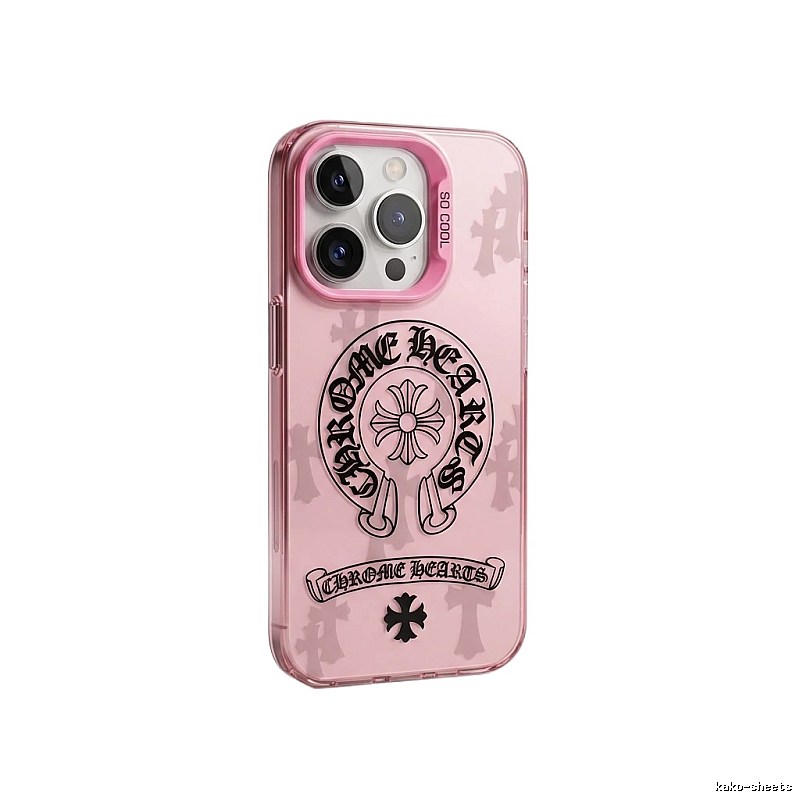 Chrome Hearts dark style pink iPhone case