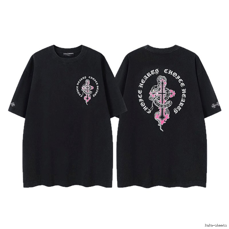 Chrome Hearts Gothic Style Snake & Cross Black Short-Sleeve T-Shirt