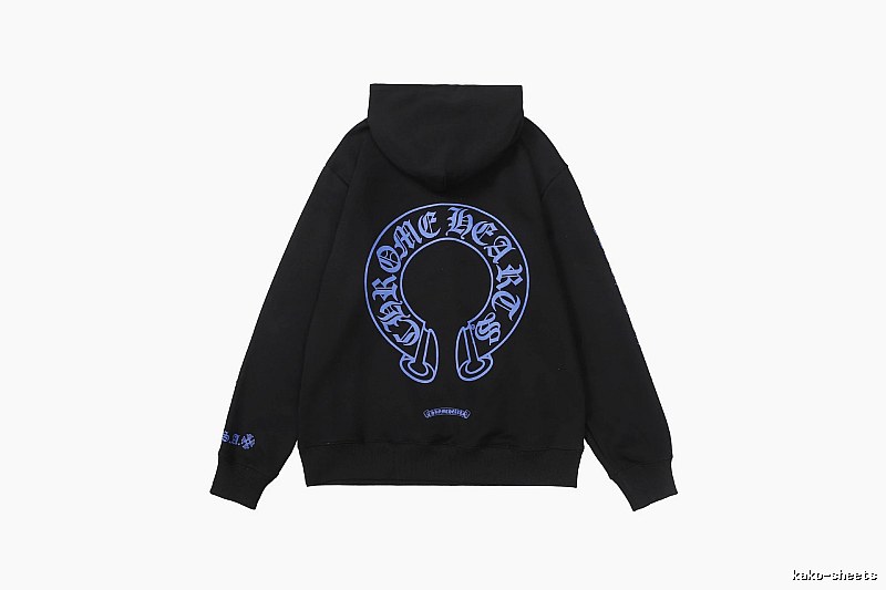Chrome Hearts Logo Detail Cross graphic hoodie Black Blue Cross with Functional Detail