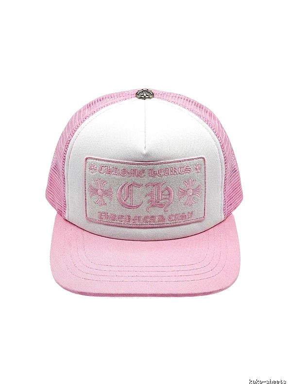 Chrome Hearts Pink and White Patchwork Trendy Hat