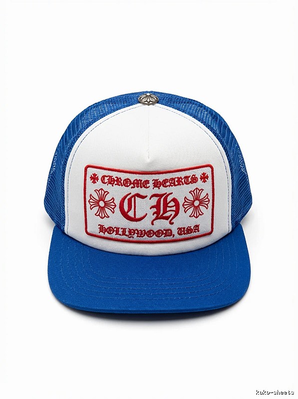 Chrome Hearts Retro Style Blue and White Hat