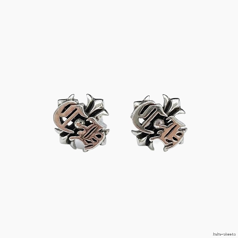 Chrome Hearts Silver-Copper Two-Tone Trendy Brand Stud Earrings