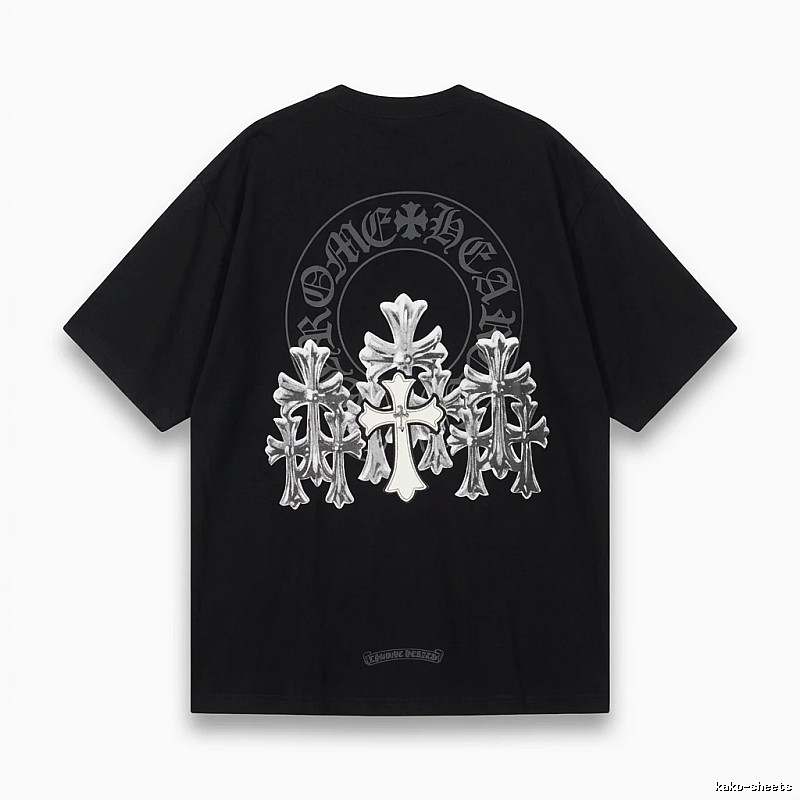 Chrome Hearts Silver Cross Black T - Shirt