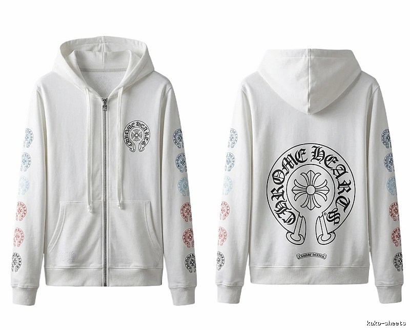 Chrome Hearts White Hoodie with Horseshoe Print Style