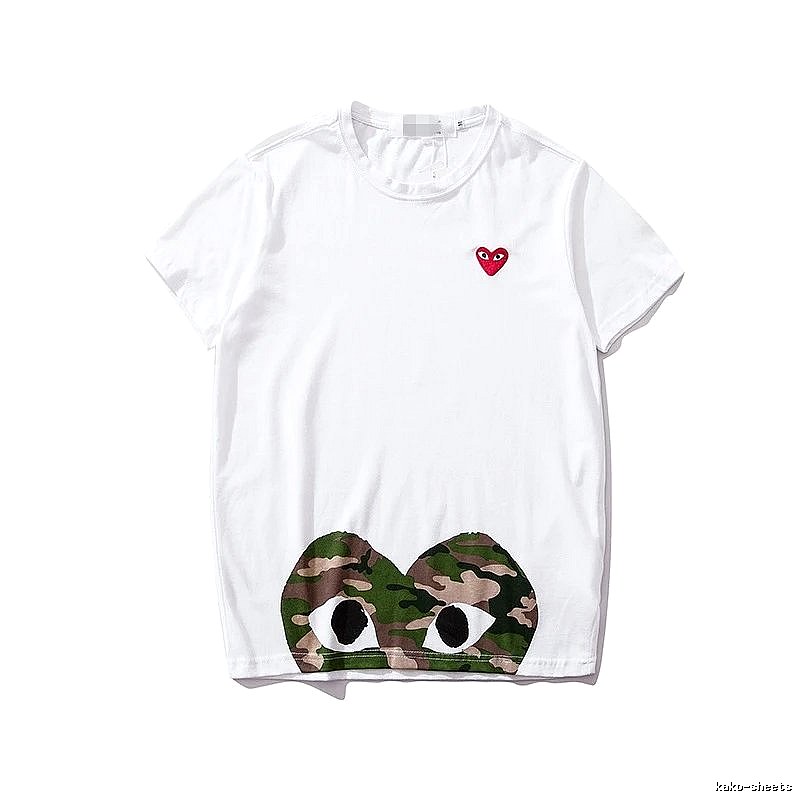 Comme des Garcons PLAY 2021-49 Green Style 2149 Heart Logo T-Shirt Casual Layering