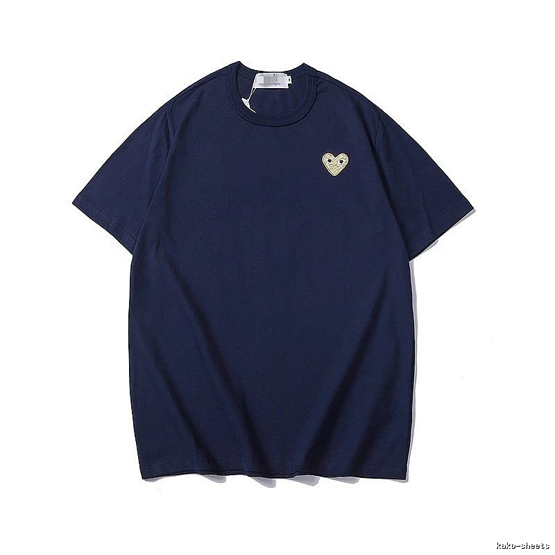 Comme des Garcons PLAY 2023-32 Blue Style 2332 Heart Logo T-Shirt Active Casual