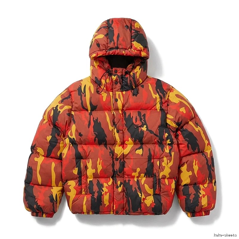 Corteiz camouflage-style red down jacket