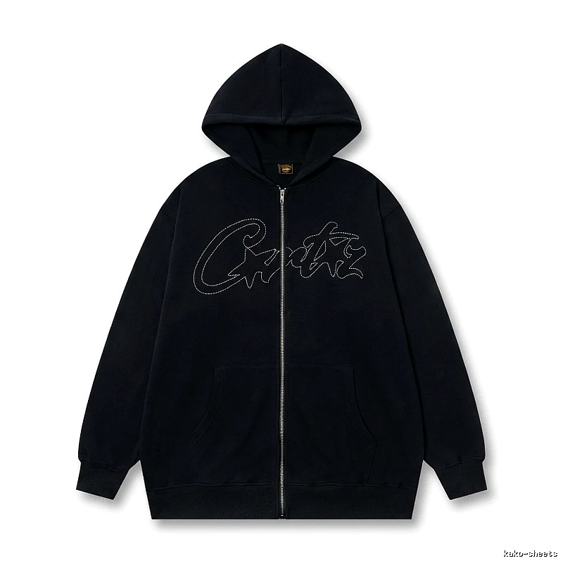 Corteiz minimalist style black hoodie