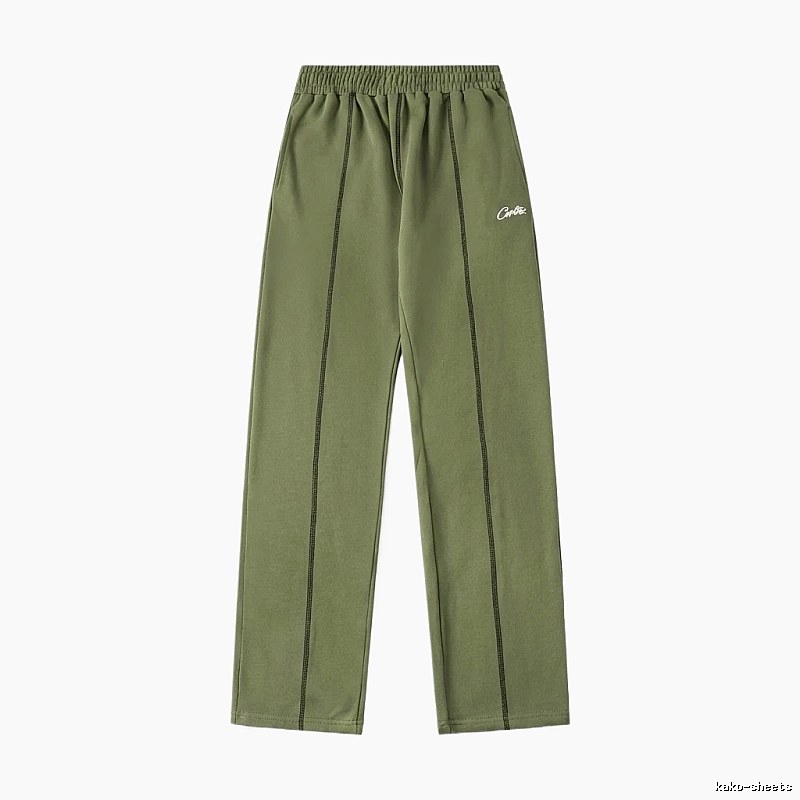 Corteiz minimalist style olive green long trousers