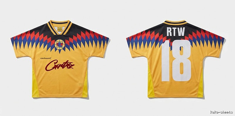Corteiz RTW series yellow, black and blue color - blocking jersey