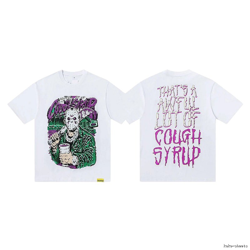 COUGH SYRUP Jason Print Street Style White T-shirt