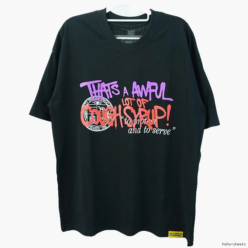 CoughSyrup Graffiti Street Style Black T-shirt