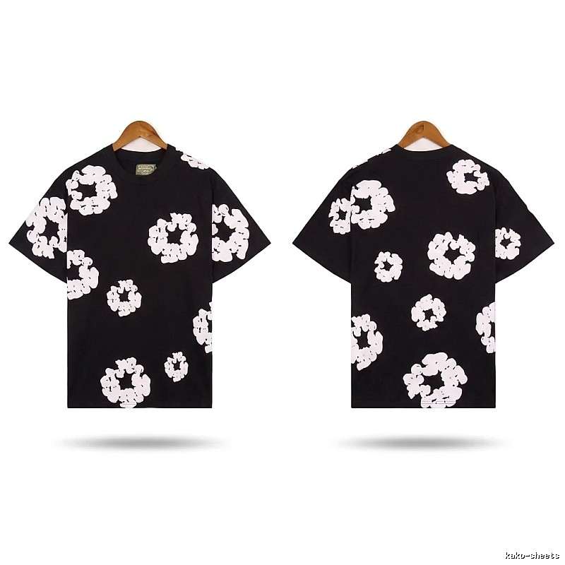 DENIM TEARS Black and White Retro Short-sleeve Shirt