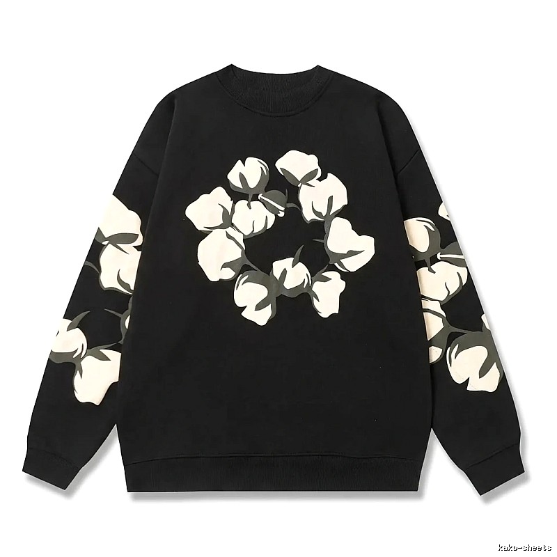 DENIM TEARS Cotton Printed Black Sweatshirt