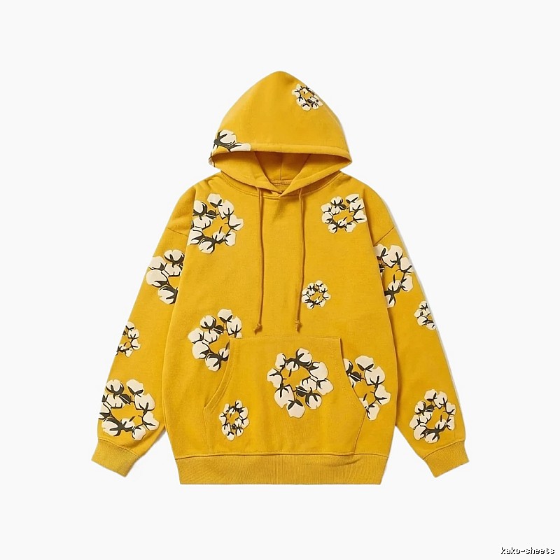DENIM TEARS Floral Style Yellow Hoodie