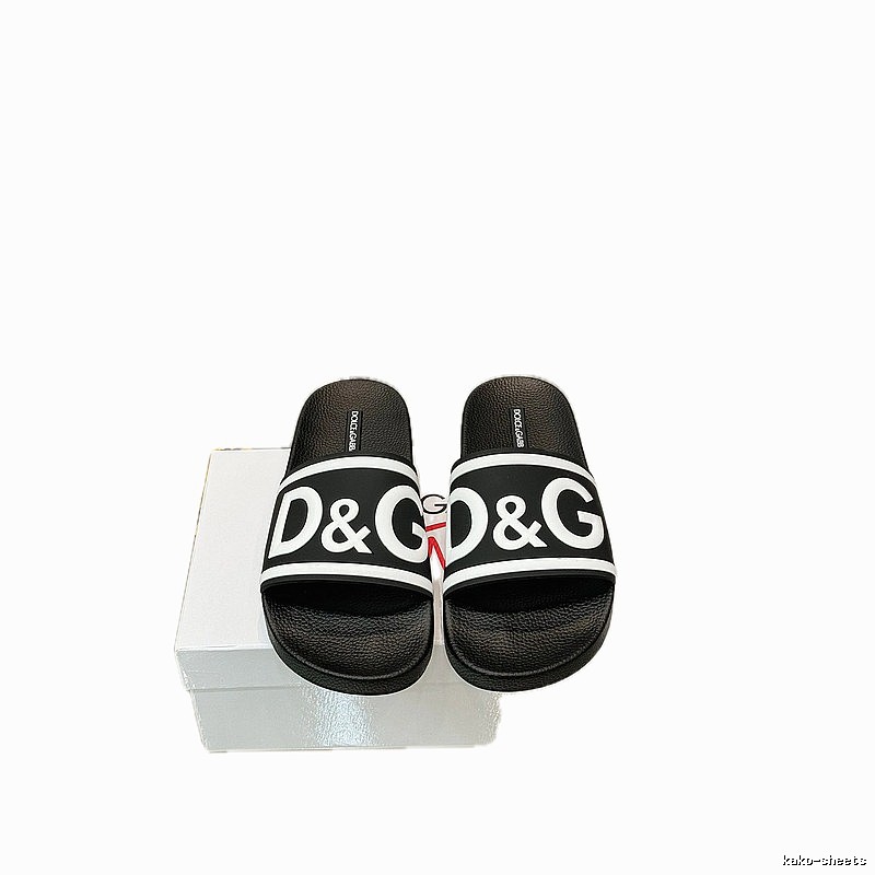 D&G Classic Large Logo Casual Style Black Slide Slippers