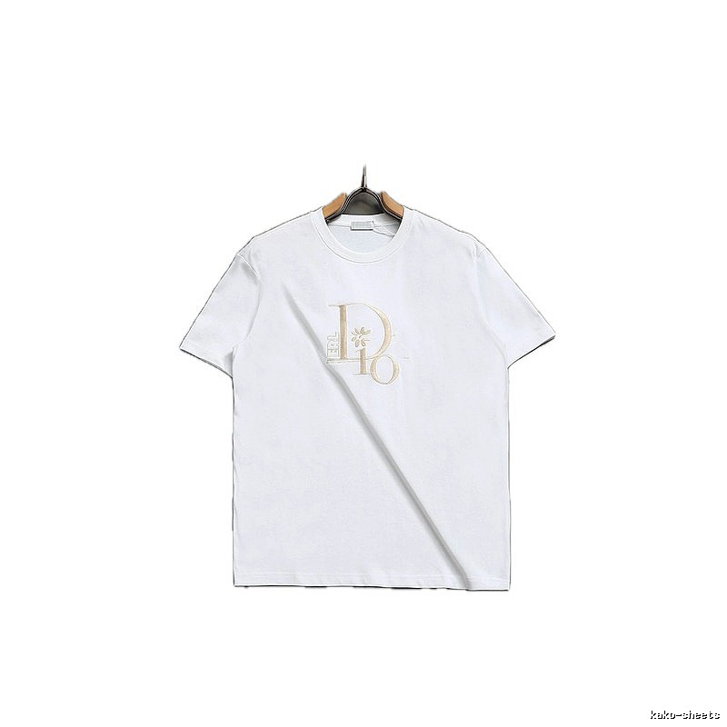 Dior Embroidered Light Luxury Style White T-Shirt