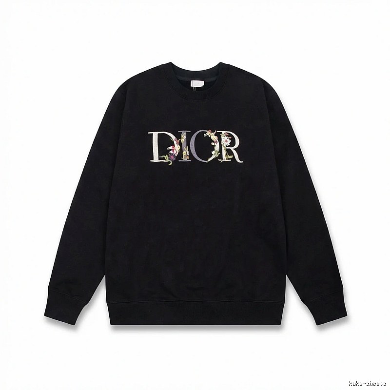 Dior Floral Alphabet Style Black Sweatshirt