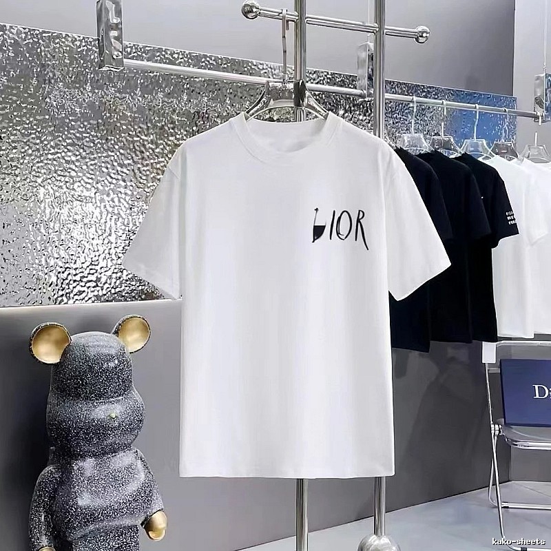 Dior Graffiti Casual Style White Short-sleeve T-shirt