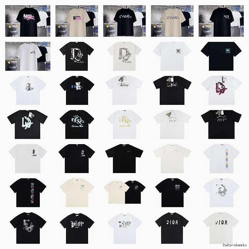 Dior Graffiti Collection Trendy Style Multi-color Short-sleeve T-shirt