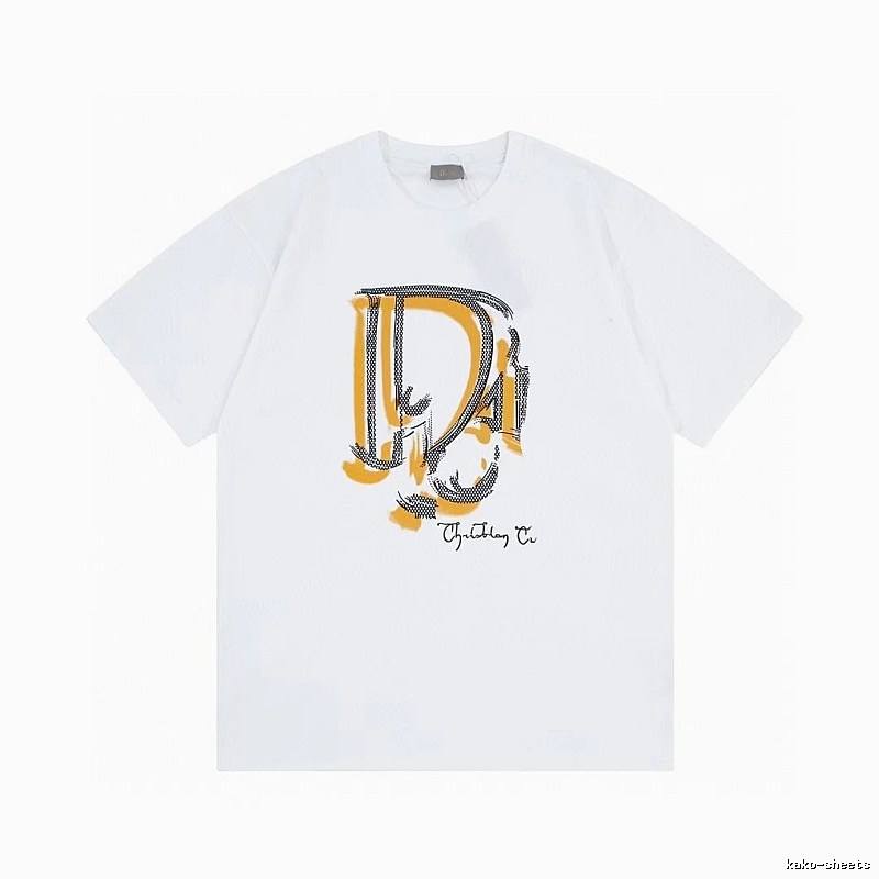 Dior Graffiti Print Casual Style White Short-sleeve T-shirt