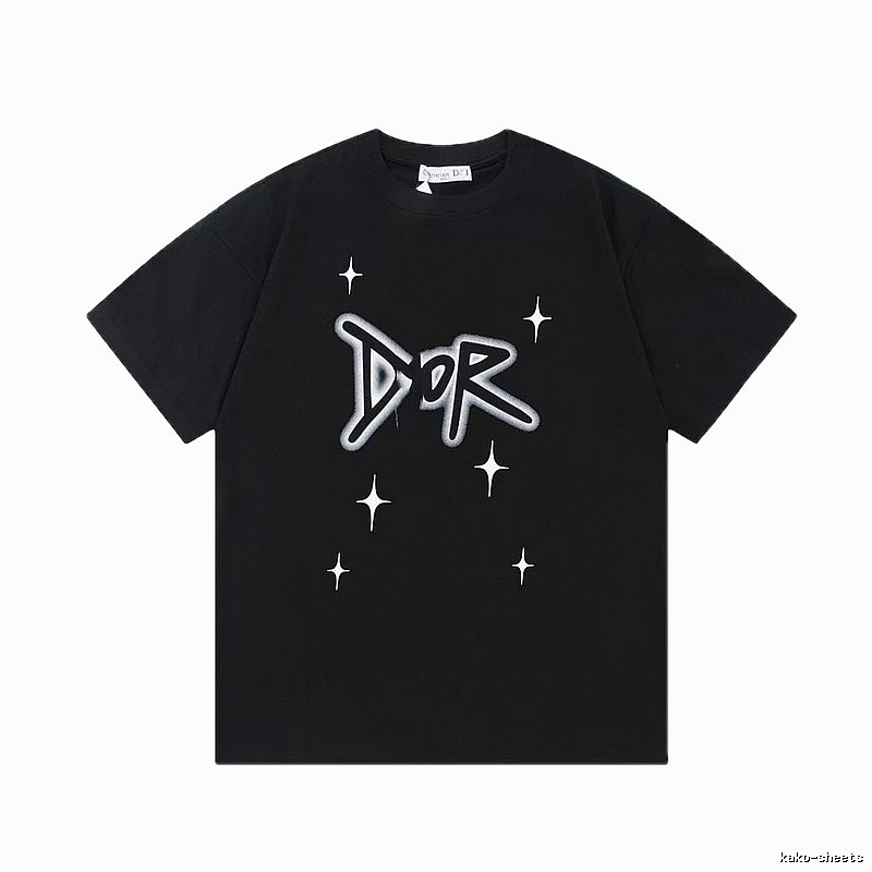 Dior Graffiti Star Street Style Black Short-sleeve T-shirt