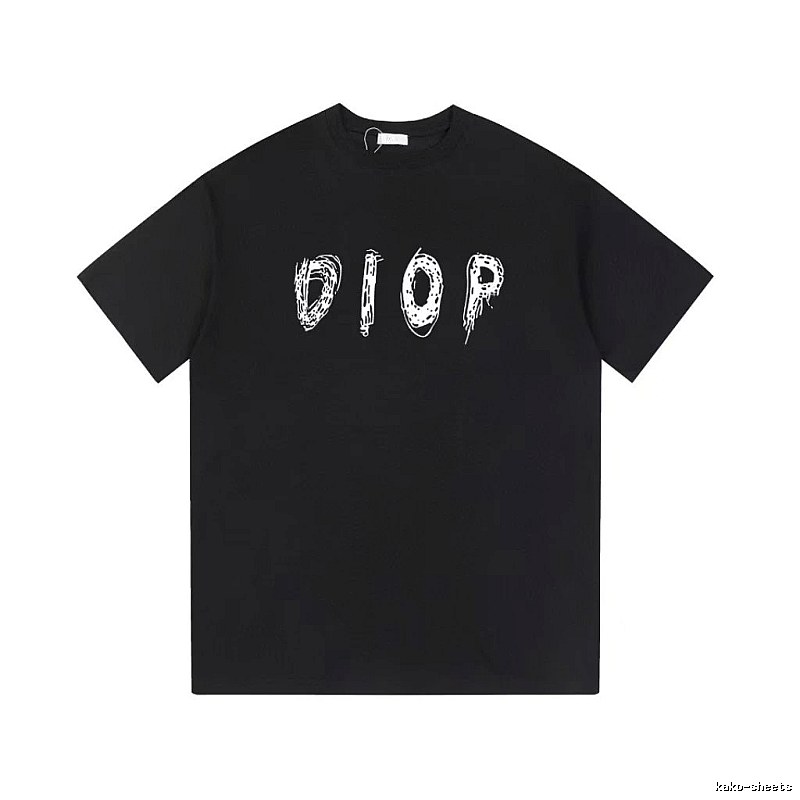 Dior Graffiti Street Style Black Short-sleeve T-shirt