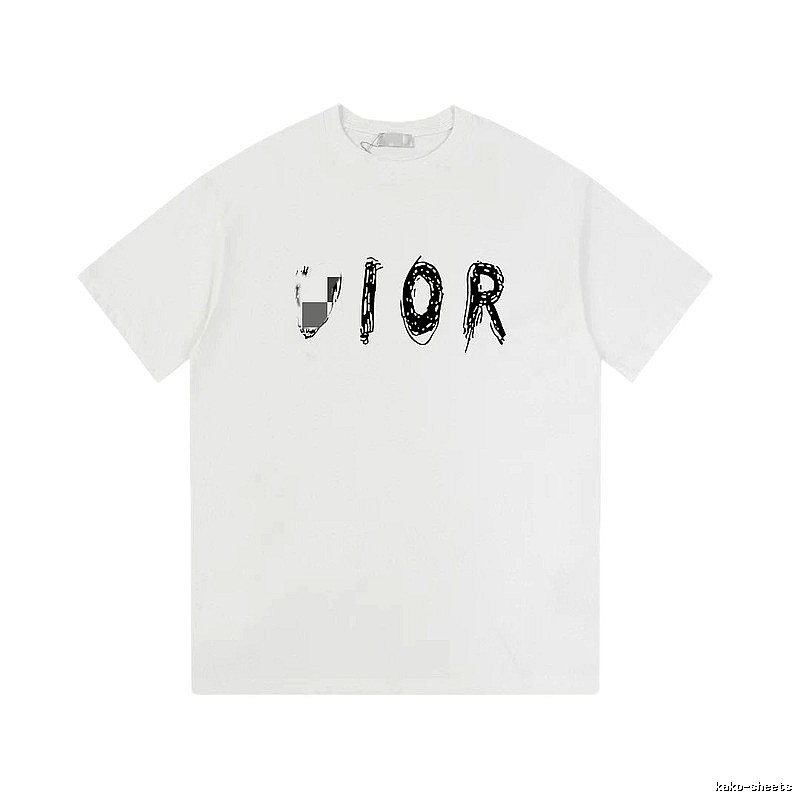 Dior Graffiti Street Style White Short-sleeve T-shirt