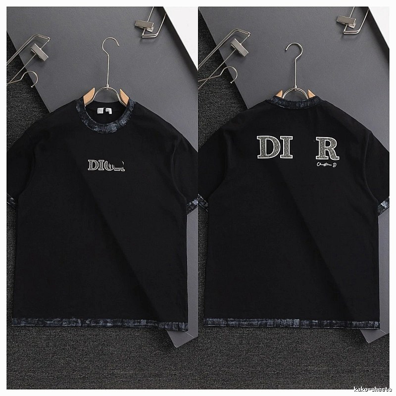 Dior Letter Print Light Luxury Style Black T-Shirt