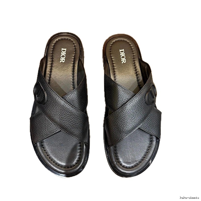 Dior Men's Casual Collection Minimalist Style Black Slide Sandals