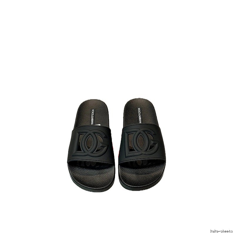 Dolce & Gabbana DG Embossed Casual-style Black Slippers
