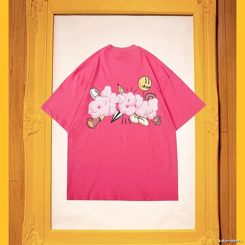DREW Cloud Print Street Style Pink T-Shirt
