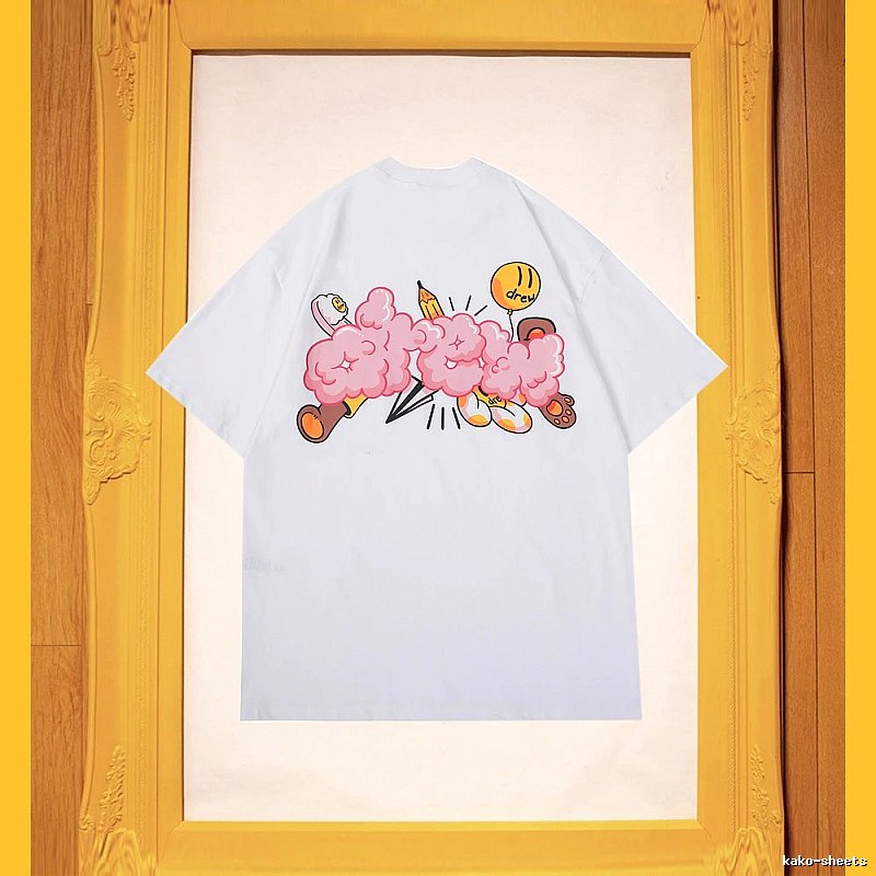 DREW Cloud Print Street Style White Short-sleeve T-shirt