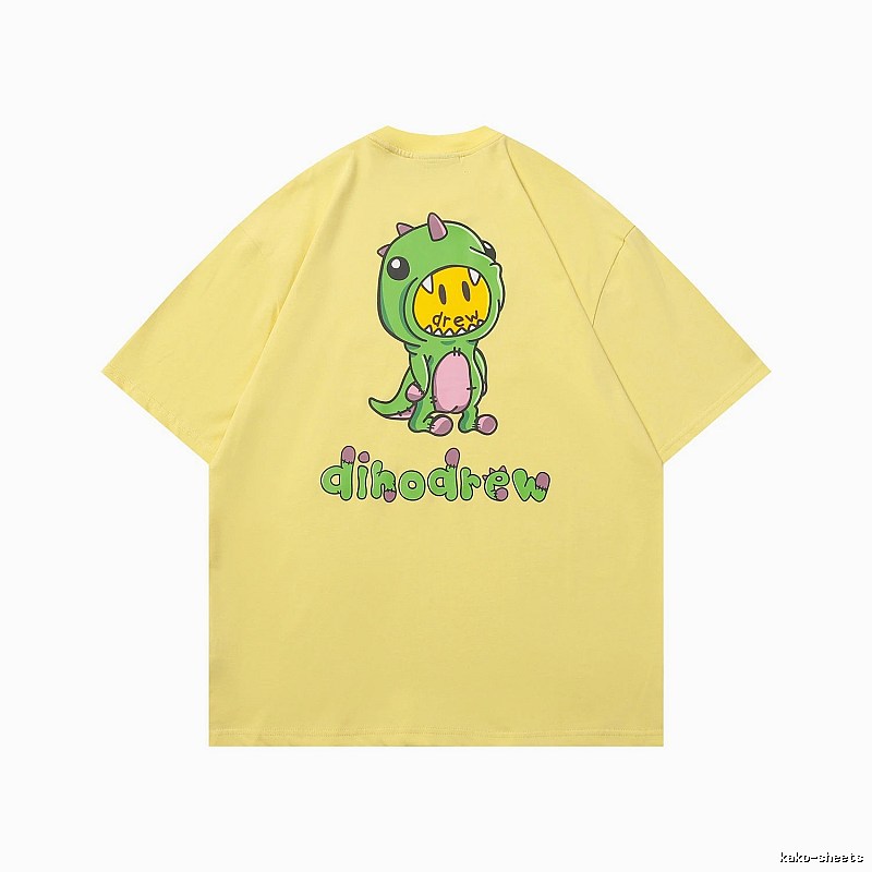 DREW Dinosaur Print Street Style Yellow Short-sleeve T-shirt