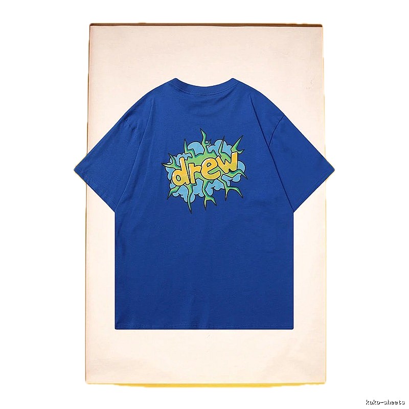DREW Explosion Print Street Style Blue T-Shirt