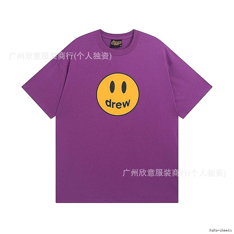 DREW Smiley Face Street Style Purple Short Sleeve T-shirt