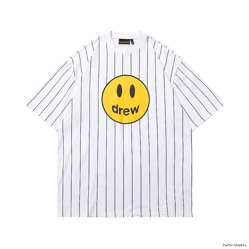 DREW Smiley Face Street Style White Striped T-shirt
