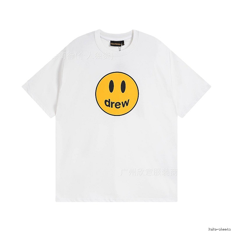 DREW Smiley Series Casual Style White Short-sleeve T-shirt