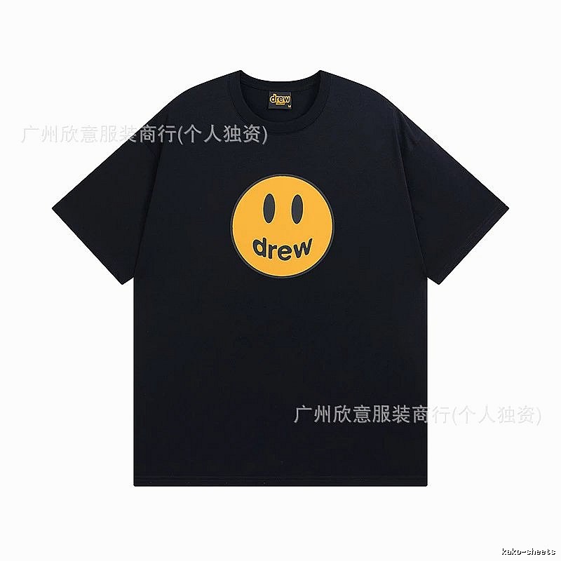 DREW Smiley Street Style Black Short-sleeve T-shirt